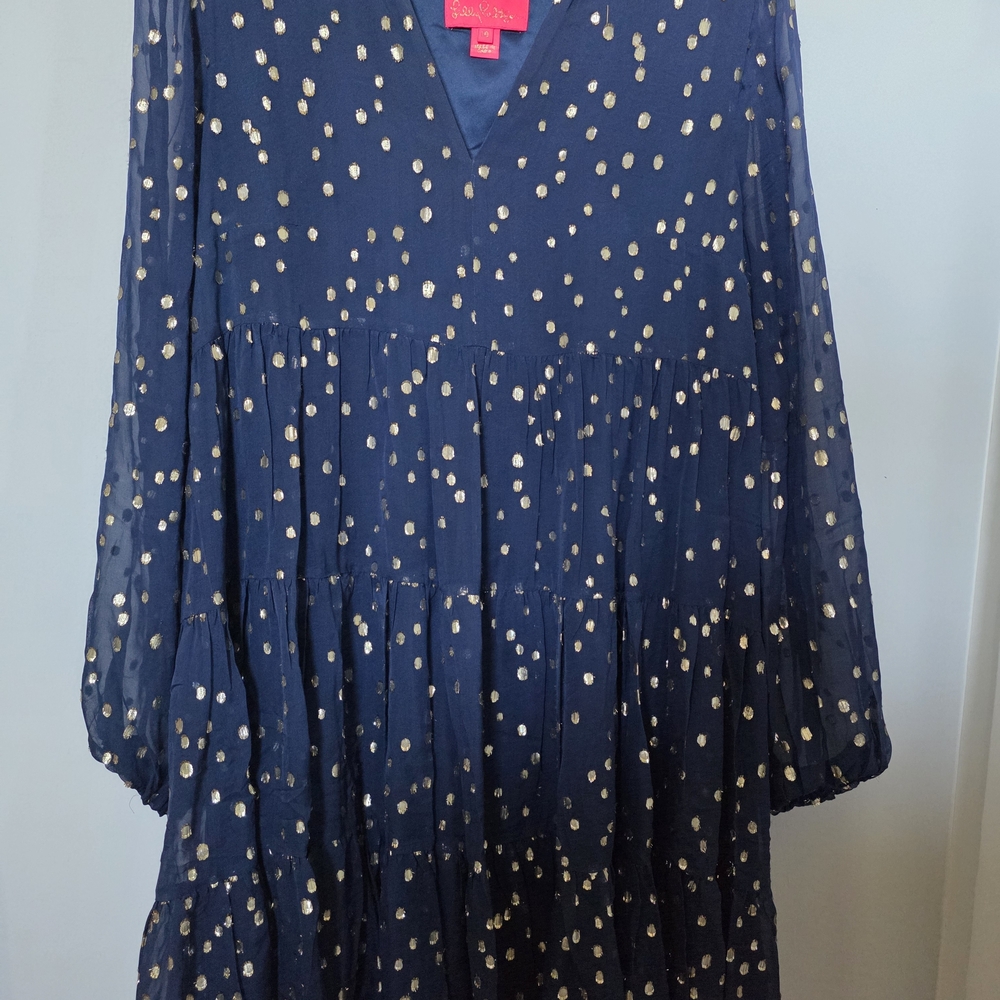 Lilly PULITZER Navy Polka Dot Dress SIZE 10